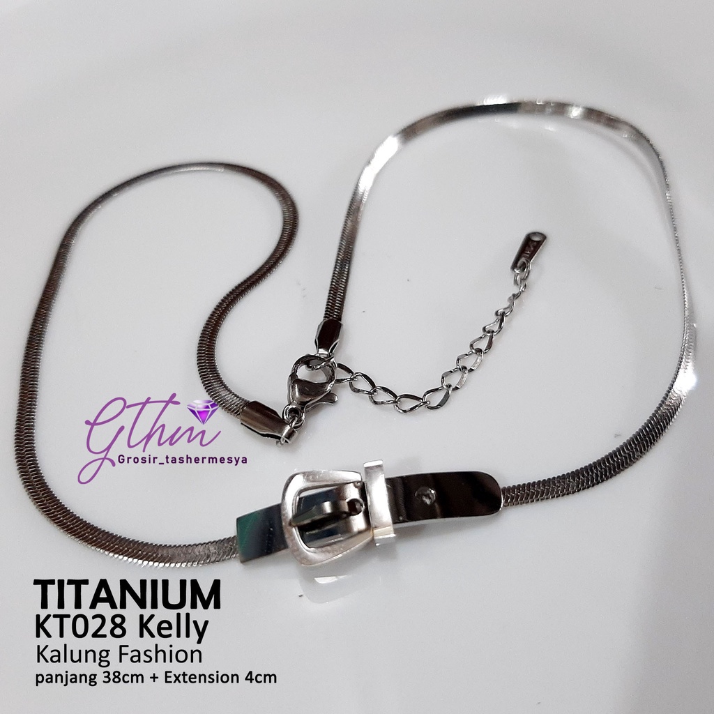 Kalung Titanium Branded Kelly Pipih Perhiasan Fashion Import Premium KT028 GTHM