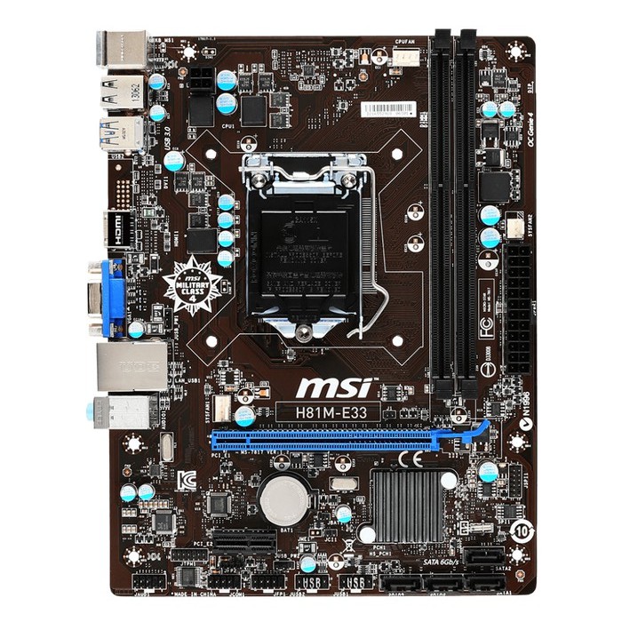 Paket Motherboard MSI H81M-E33 + Processor G3240 + Ram DDR3 8GB (2x4GB) + PSU 500w + VGA Card