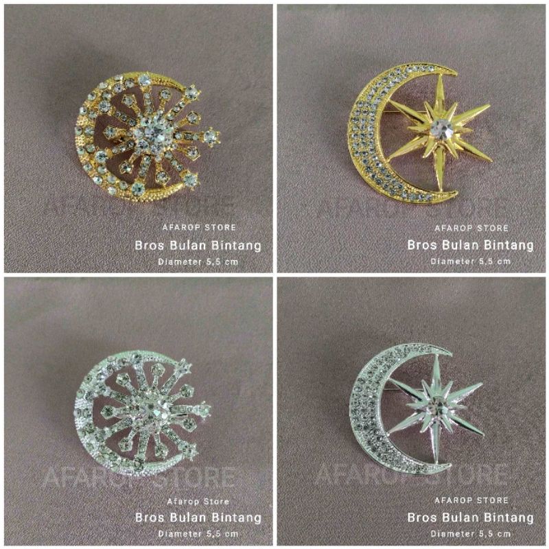 BROS TANJAK BULAN BINTANG | KERONGSANG TANJAK | BROS TANJAK | BROS JILBAB | STAR AND MOON BROOCH