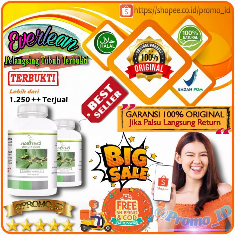 Promo_id Everlean Slimming Capsule Asli Original Bpom New Formula Pelangsing Badan Obat Diet Herbal