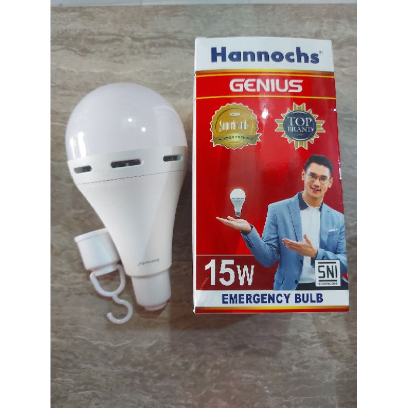 Lampu LED Emergency AC/DC Hannochs Genius 15 Watt - Cahaya Putih