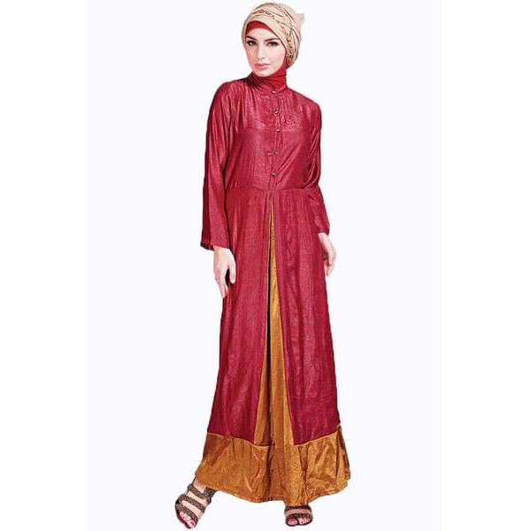 Gamis Cewek Kekinian Polos Hijab Maxi Zafana Brukat Wanita Te NH434  Trendy Kombinasi Warna