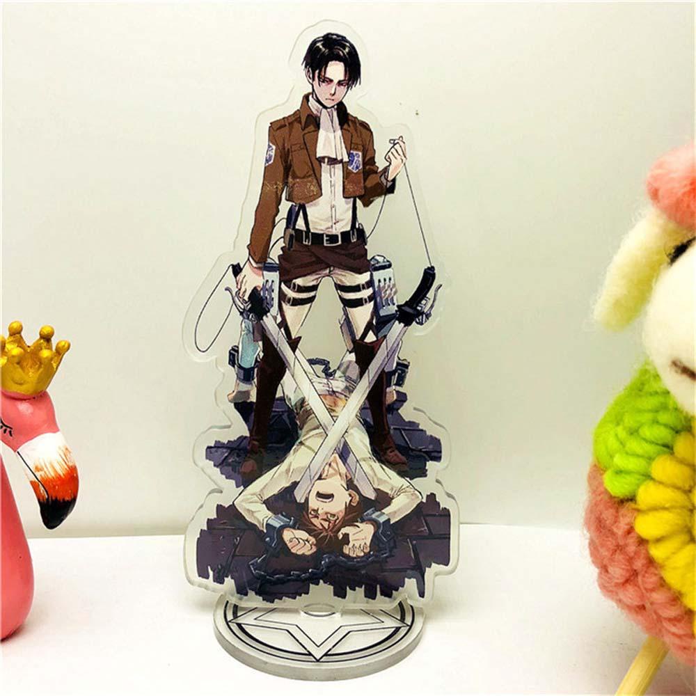 Lanfy Attack on Titan DIY 15cm Akrilik Stand Anime Jepang Levi Ackerman Eren Jaeger Desktop Standing Kartu