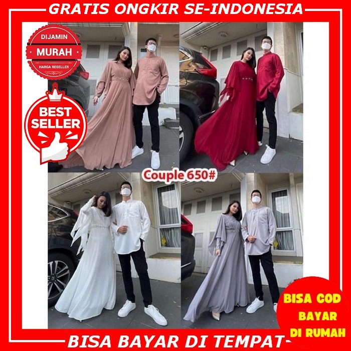 Couple Batik Prinsa Baju Pasangan Keluarga Suami Istri Couple Set Pesta Kondangan Terbaru Gamis Leba