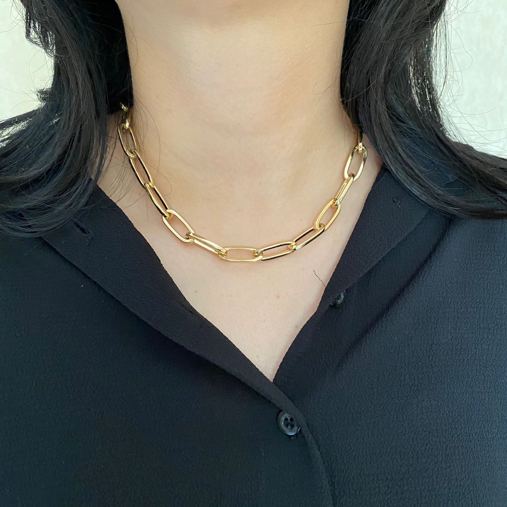 Brenda Necklace Kalung rantai padat gaya Retro bahan tahan karat