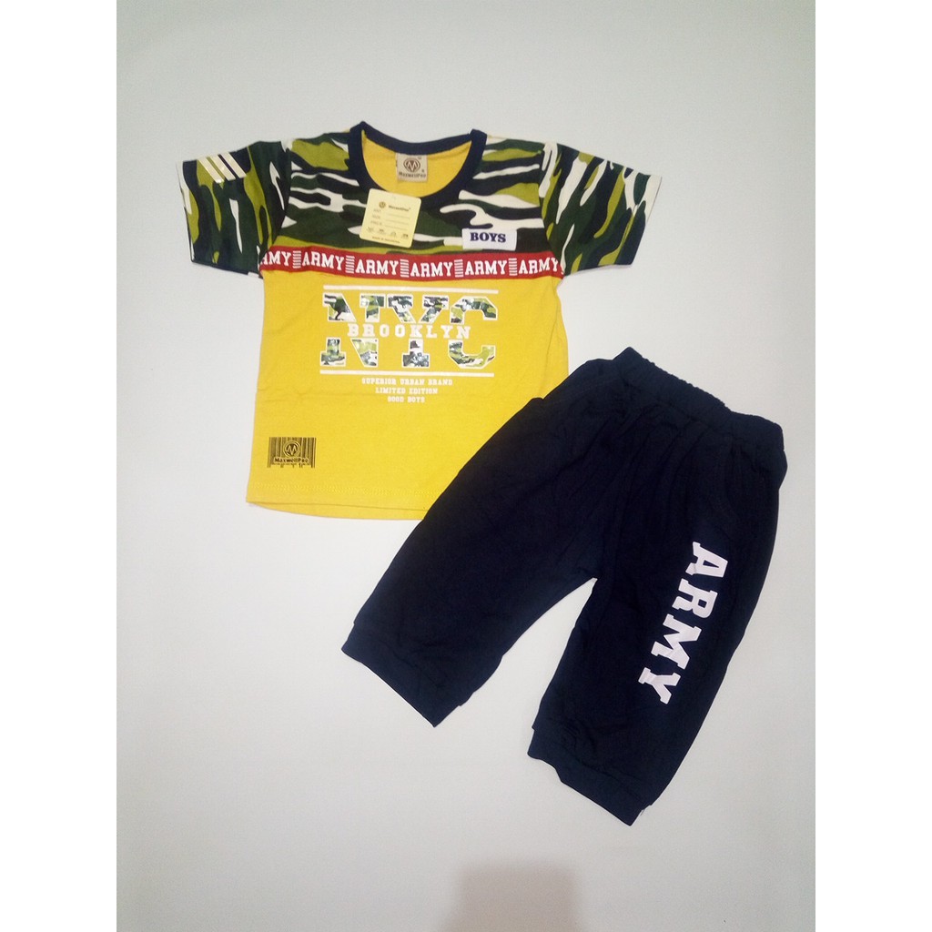 Setelan Baju Anak Anak Laki Laki umur 3 tahun Motif Army Boys Branded MaxwellPro Terbaru