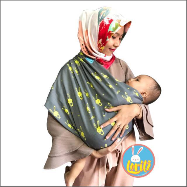 Gendongan bayi loritz motif bunny pakai saku