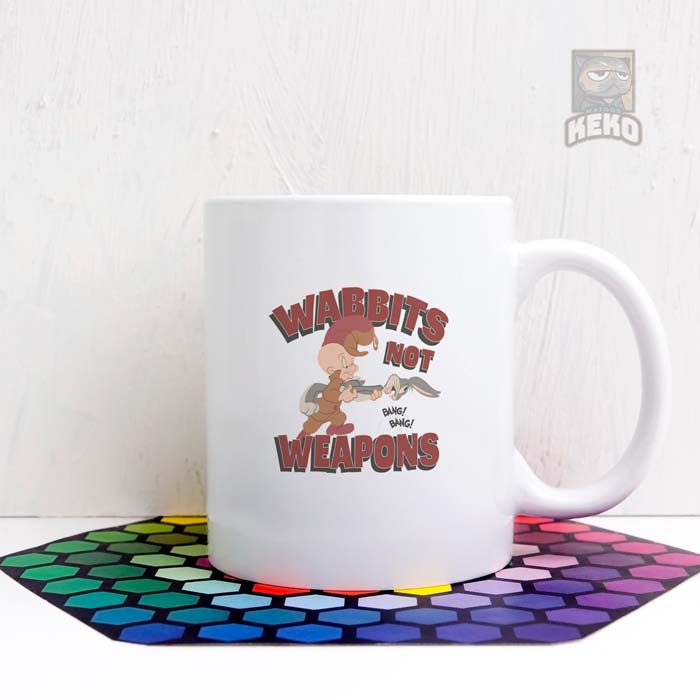 Mug Keramik ELMER FUDD and BUGS BUNNY Wabbits Not Weapons