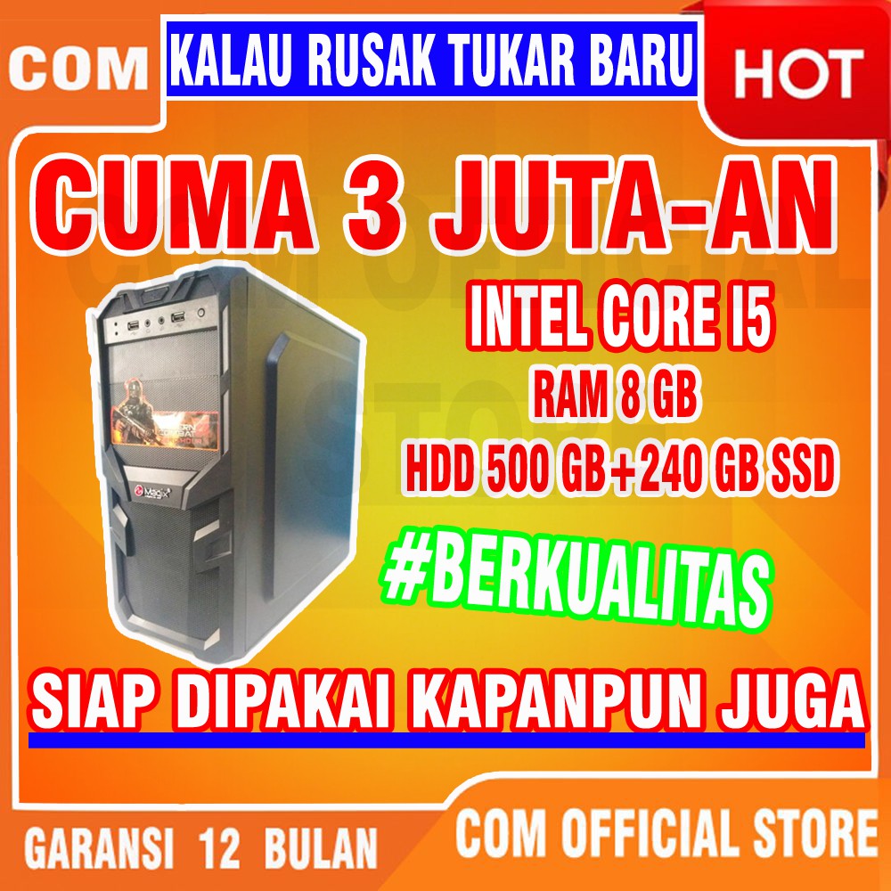 Bergaransi (GGP) komputer lengkap cpu pc computer CORE I5 rakitan kantor MURAH 8GB CEPAT dan CANGGIH