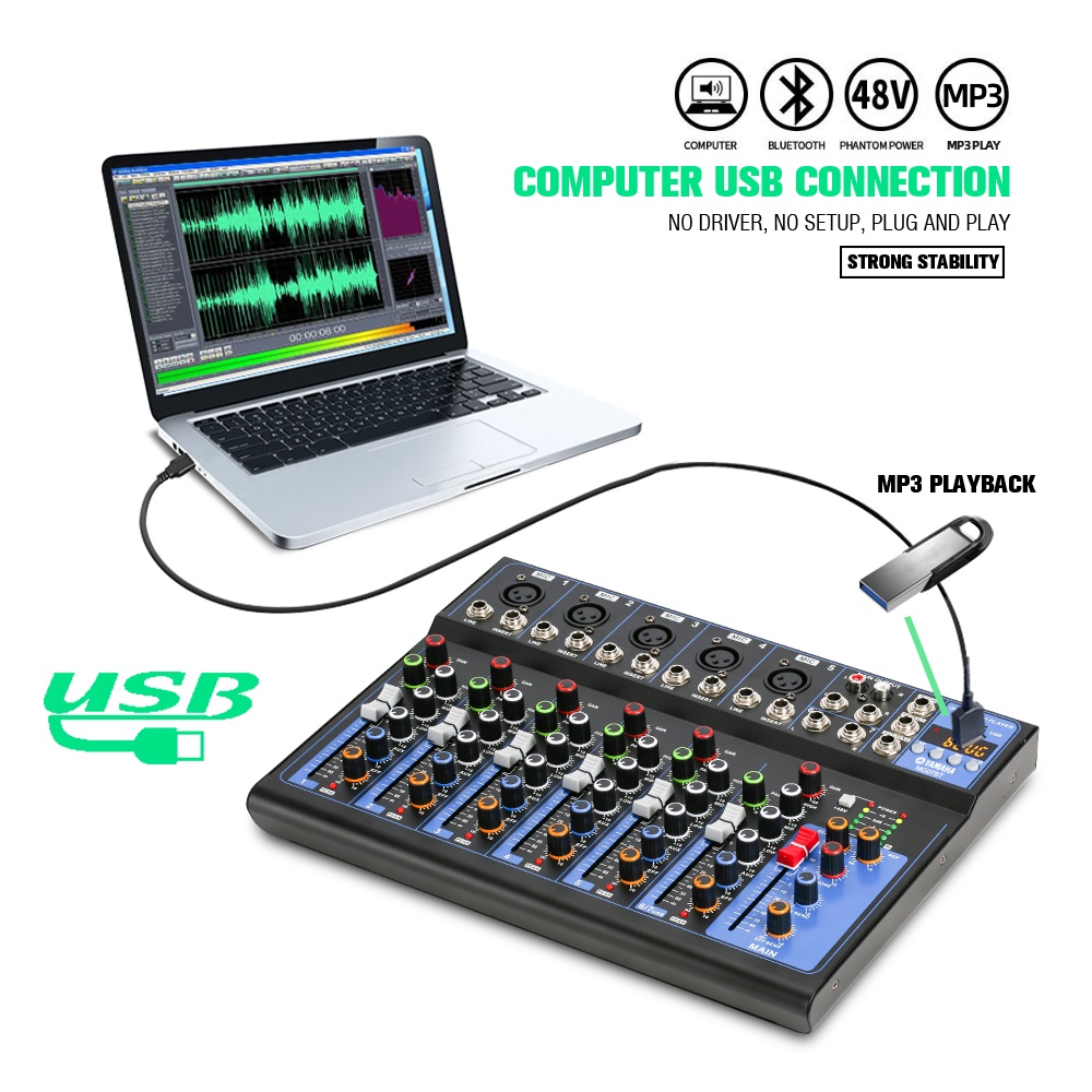 AUDIO MIXER  mixer profesional 7-channel MG07BT mixer USB penguat sinyal Penguat KTV penguat kinerja panggung penguat kinerja panggung