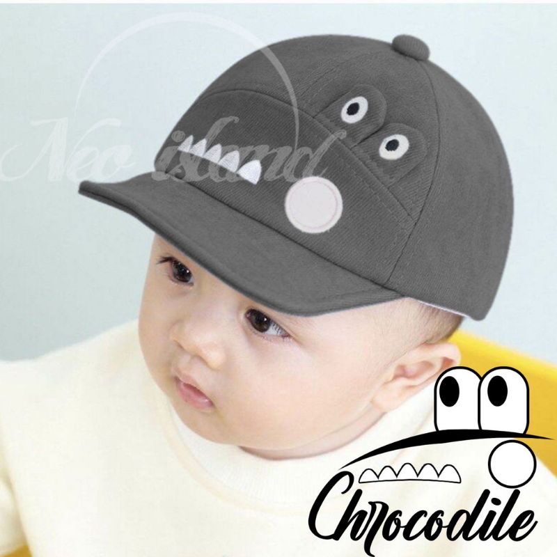 topi bayi model aligator lucu motif crocodile  topi anak motif crocodile usia 6 bulan sampai 1tahun