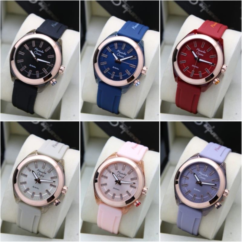 ALEXANDRE CHRISTIE AC 2928 JAM WANITA RUBBER+LED BUTTON ORIGINAL