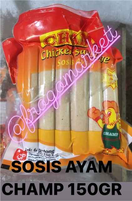 Sosis Ayam Champ 40pcs (1kg) / 15pcs (375gr) / 6pcs (150gr)