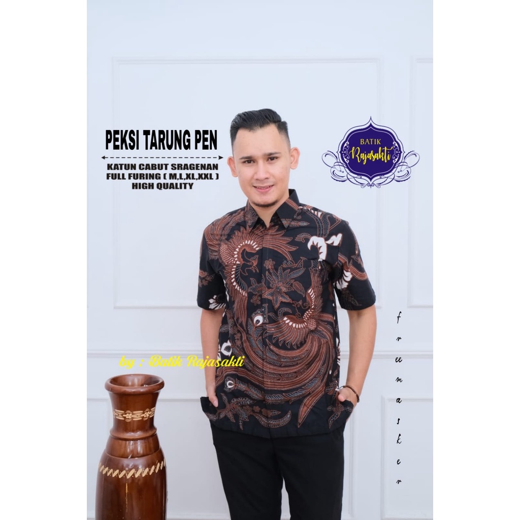 PEKSI TARUNG Kemeja Batik Pria Premum Full Furing Bahan Katun Halus Primisima Asli Batik solo