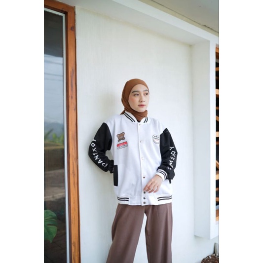 Jaket Baseball SCHOOL TEACHER Oversize Size M.L.XL | Varsity Jaket Baseball Oversize Korean Style | Jaket Korean Style Wanita