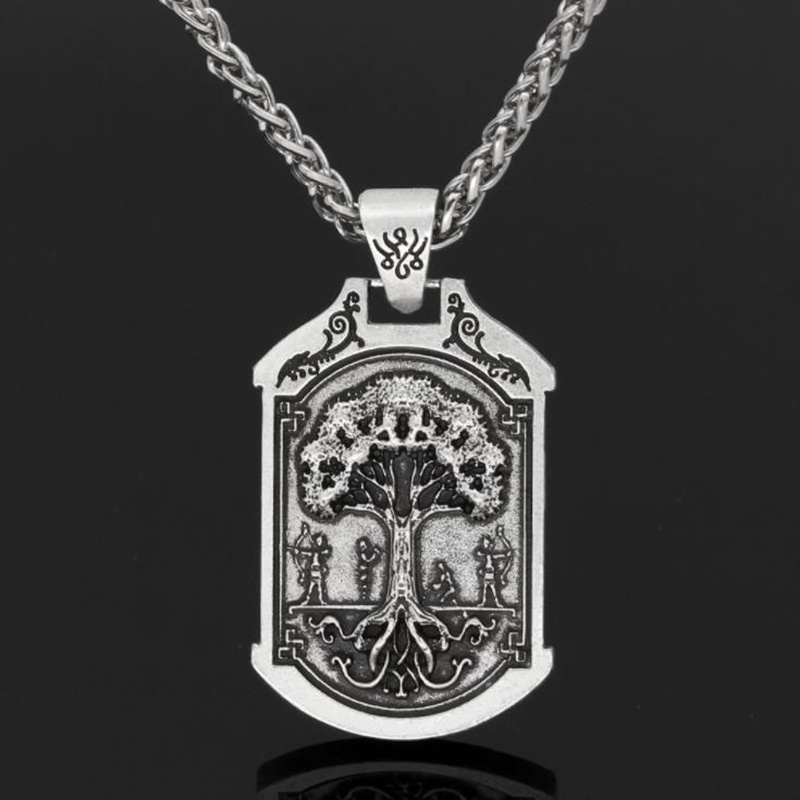 Kalung Liontin Desain Odin Wolf Valknut Gaya Vintagenordicpunk Untuk Pria