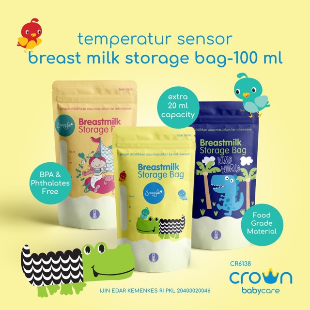 CROWN Kantong Asi Double Zipper 30pcs vol 120ml ( 100-20 ML ) BPA FREE