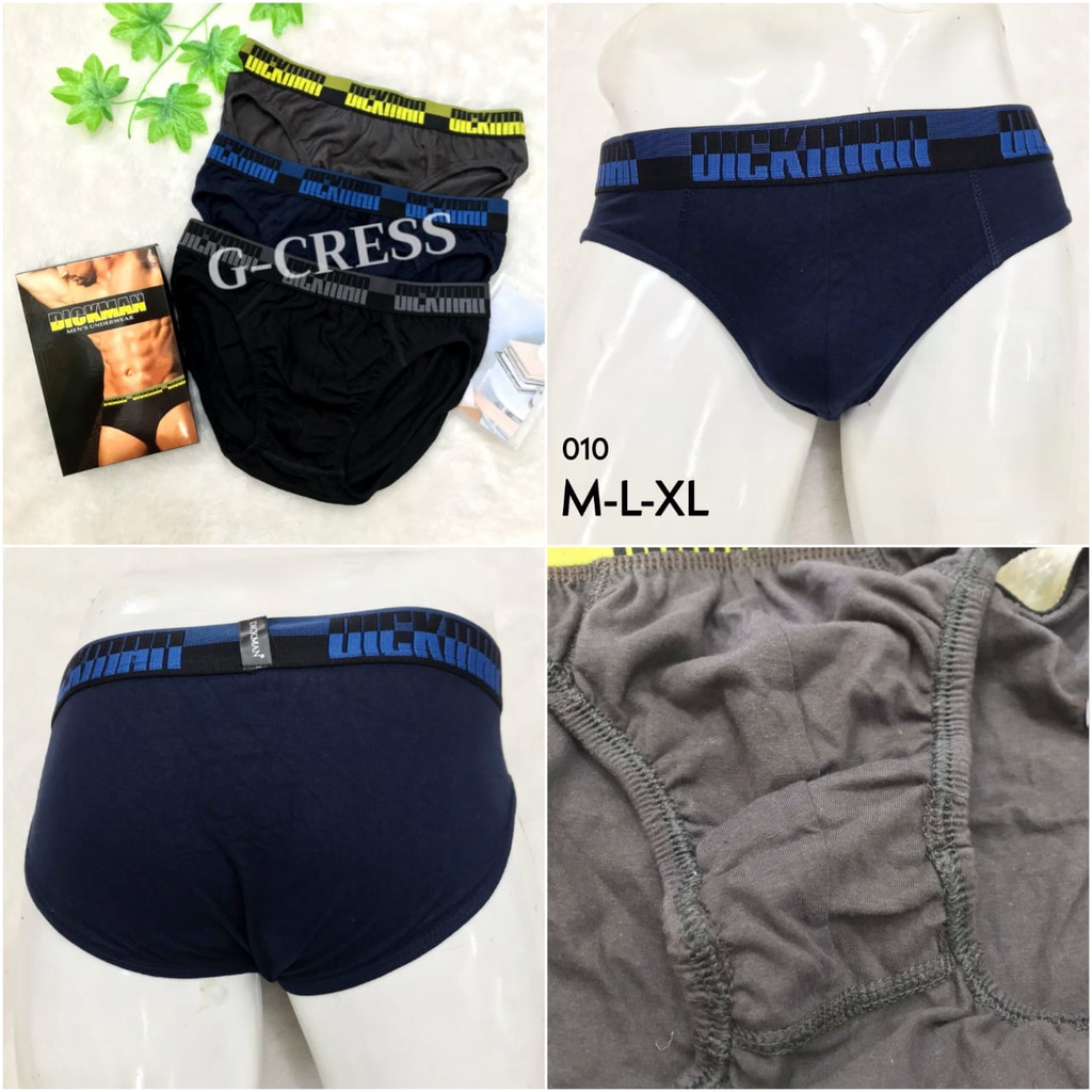 DICKMAN | CD Pria M, L, XL Celana Dalam Cowok (3pcs) Sempak/Brief Katun Adem Lembut Polos Karet Besa