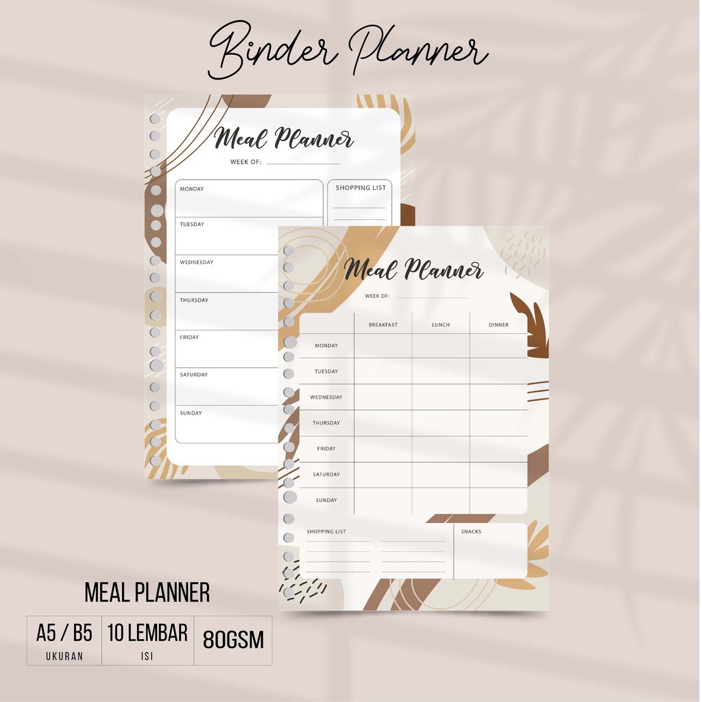 

Artomaringi Isi Binder Loose Leaf A5 & B5 Meal Planner LL04C