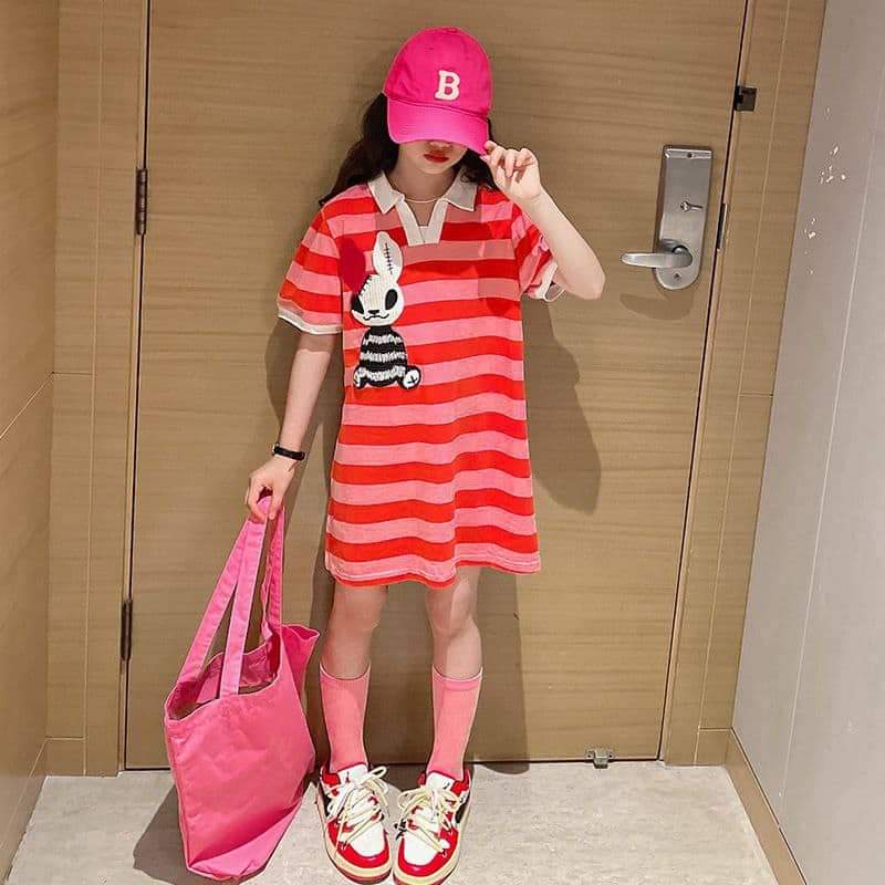 Dress Anak Perempuan Casual Stripe Animal