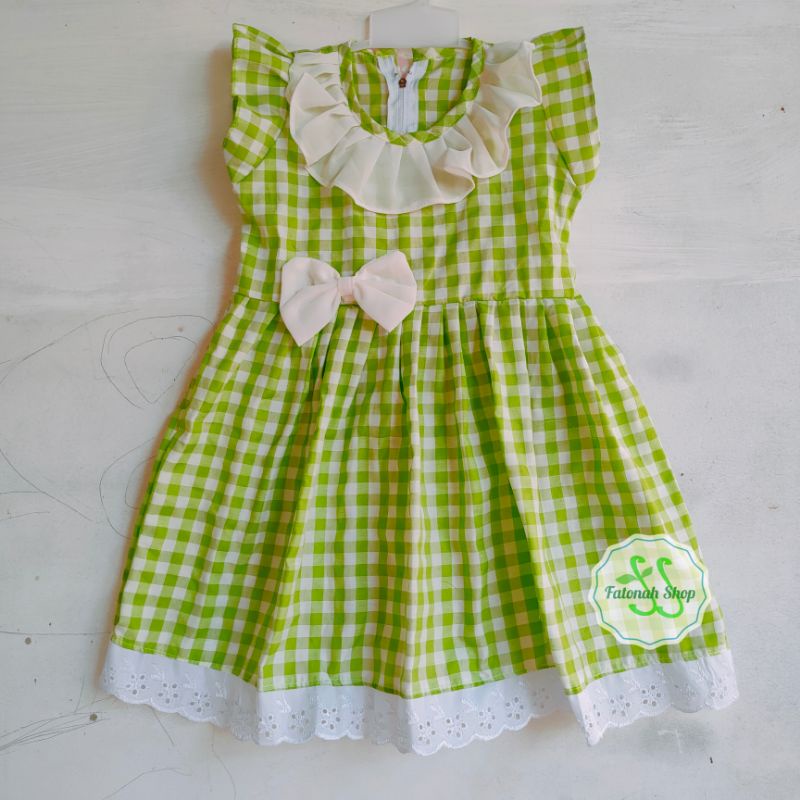 Dress Anak 1 2 gaun kotak anak cewek perempuan ( dress likenia kotak )