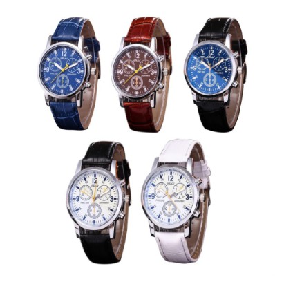 ✅COD J-109 Jam Tangan Pria Geneva Leather Quartz-Coklat Putih