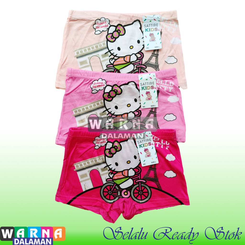 3 Pcs Celana Boxer Anak Perempuan Gambar Kartun Celana Dalam Boxer Karakter Sesuai Gambar | WARNA DALAMAN