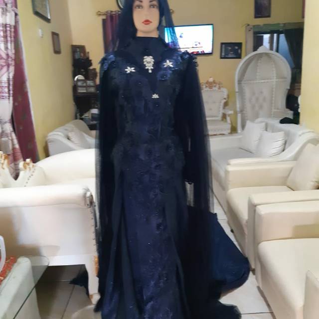 Kebaya Pengantin Biru Dongker - Serba Pengantin