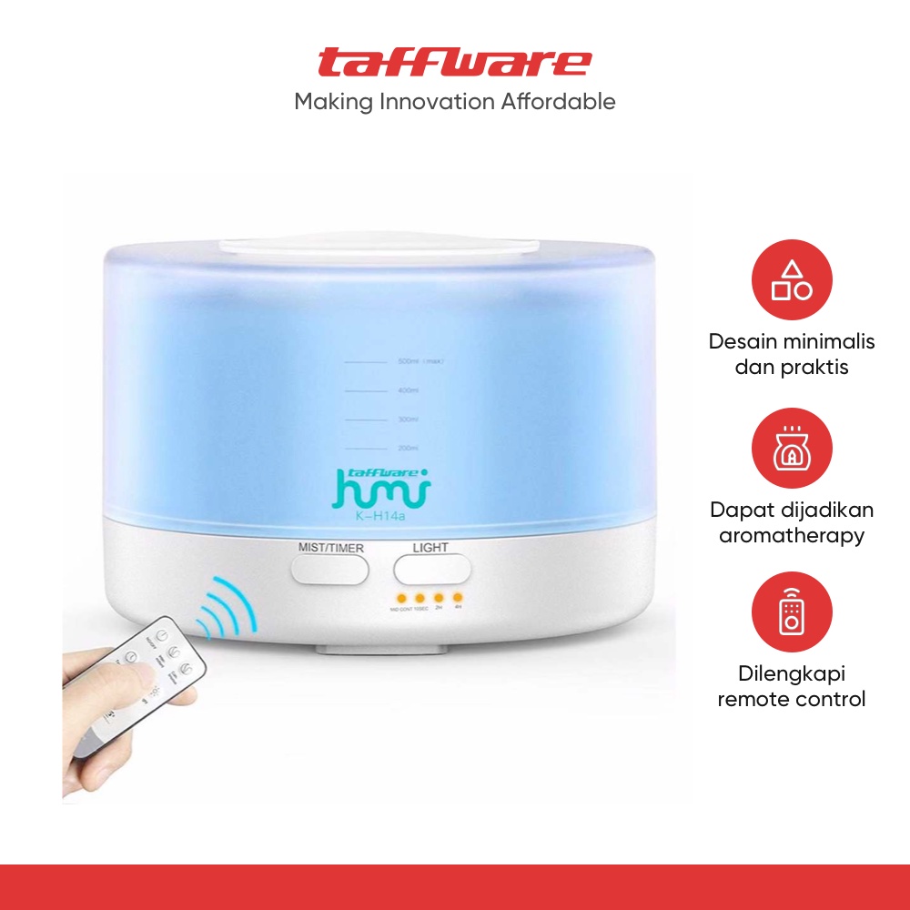 Taffware  Aromatherapy Air Humidifier 7 Color 500ml with Remote Control - HUMI H14a