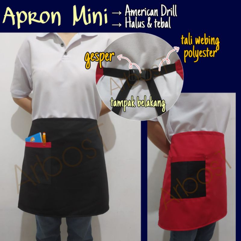 APRON CELEMEK APRON MINI SETENGAH BADAN APRON WAITRESS PINGGANG