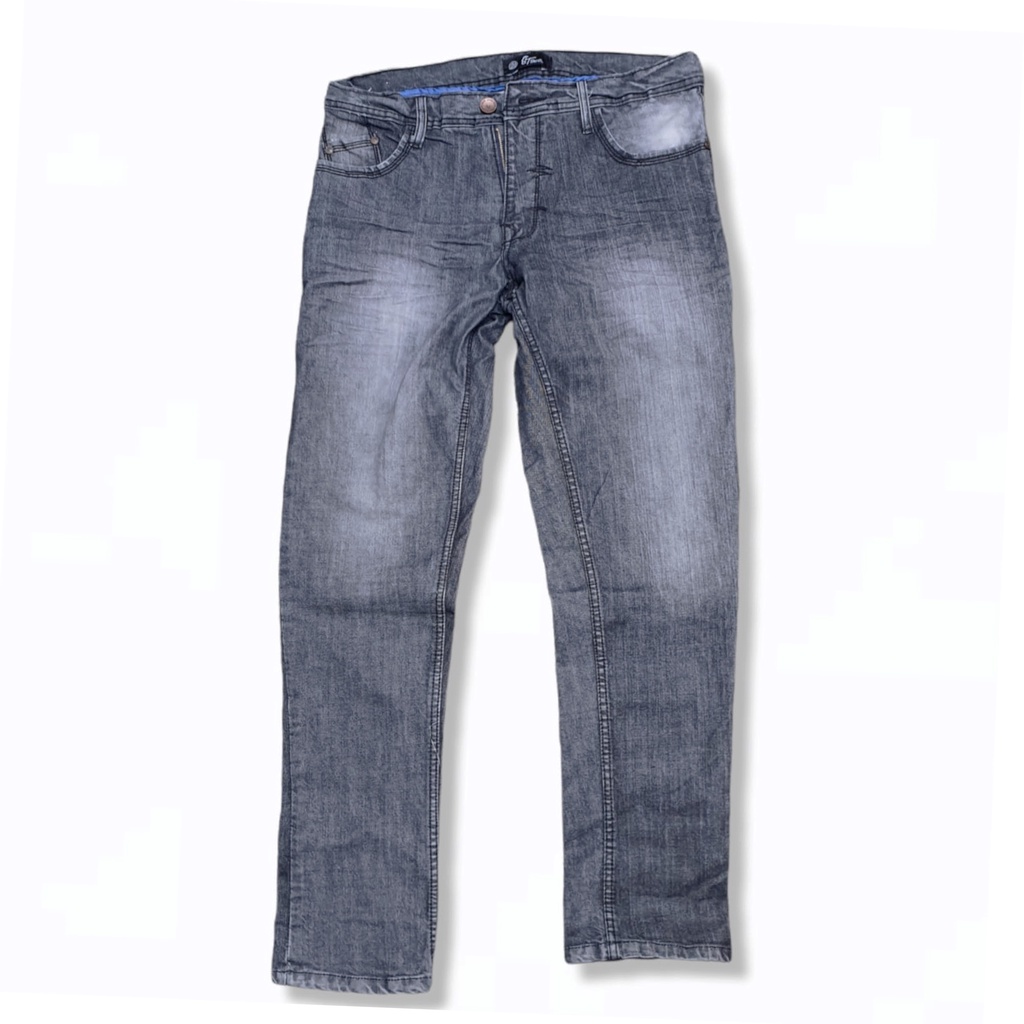 Celana Jeans  selved Panjang Denim ST DENIM Original Corvus Jeans Melar Pria - Black Grey
