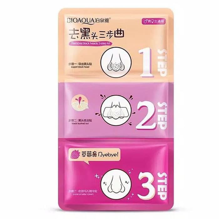 KING 3 STEP IN 1 BLACK HEAD MASK BIOAQUA MASKER KOMEDO SACHET 3STEP