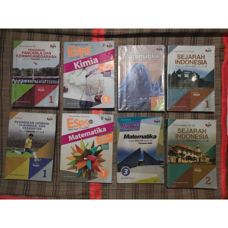 Buku Erlangga SMA Kelas 10 11 12 Matematika Wajib, ESPS Matematika Peminatan,  ESPS Kimia,  Sejarah 