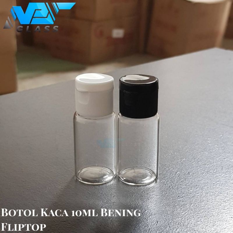 botol kaca 10ml bening tutup fliptop