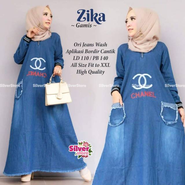 Gamis jeans ZIKA maxy ORIGINAL by silver store