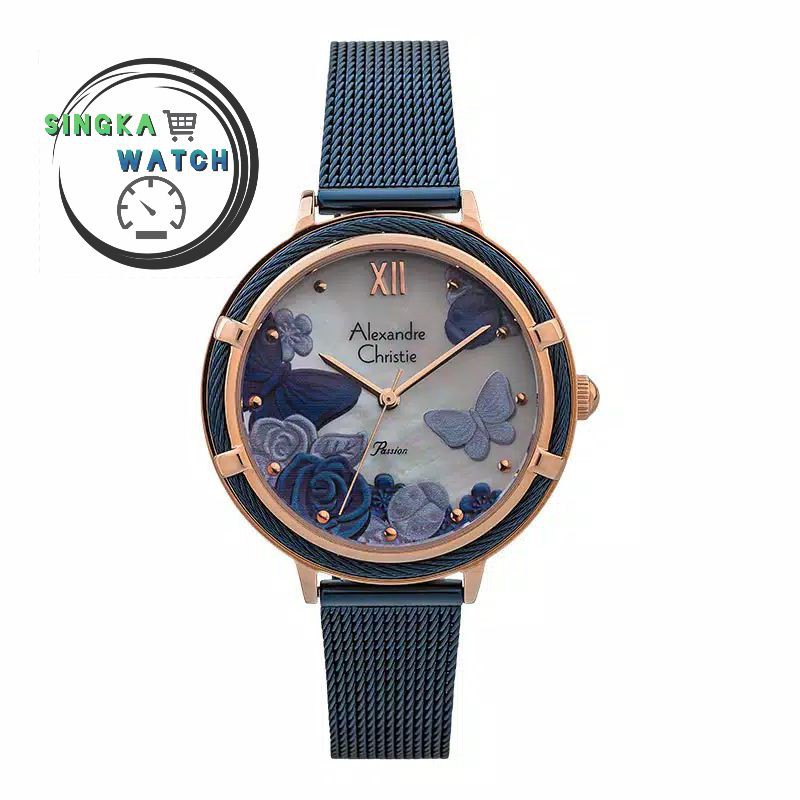 JAM TANGAN CEWEK ALEXANDRECHRISTIE AC ORIGINAL SERI 2873LH BIRU