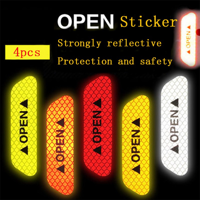 4pcs Stiker Reflektif Pintu Mobil Anti Tabrakan Untuk Keamanan