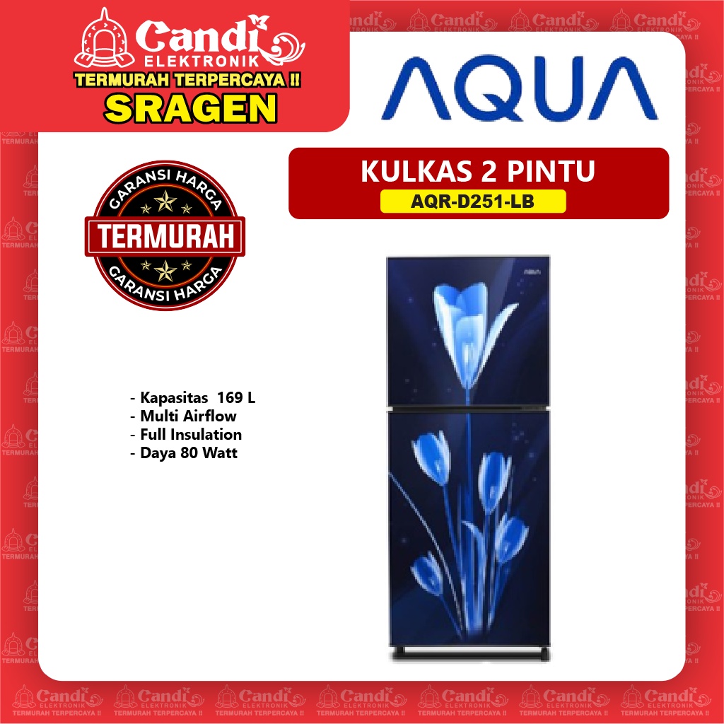 AQUA Kulkas 2 Pintu 169 Liter AQR-D251-LB