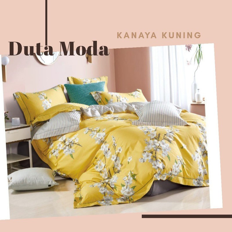 SPREI BEDCOVER KATUN MAGENTA KANAYA KUNING