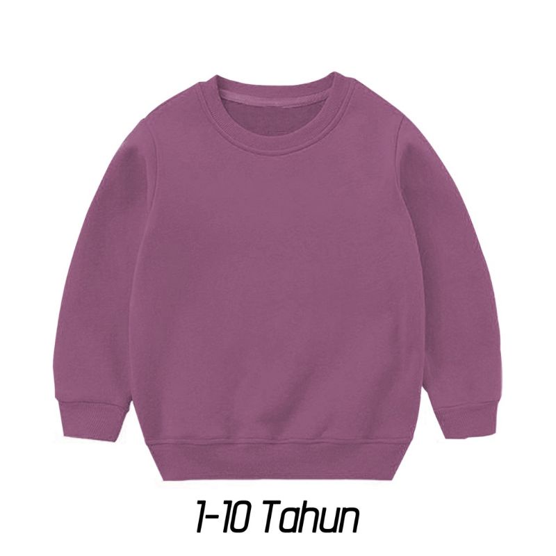 Sweater Crewneck Anak Polos UNISEX Pria-Wanita Umur 1-10tahun