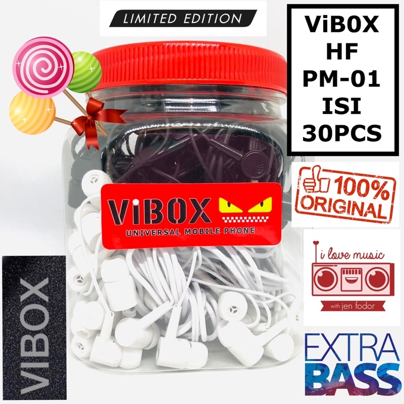 PROMO ~1TOPLES ISI 30PCS HANDSFREE VIBOX HF PM01 ORIGINAL EXTRABASS