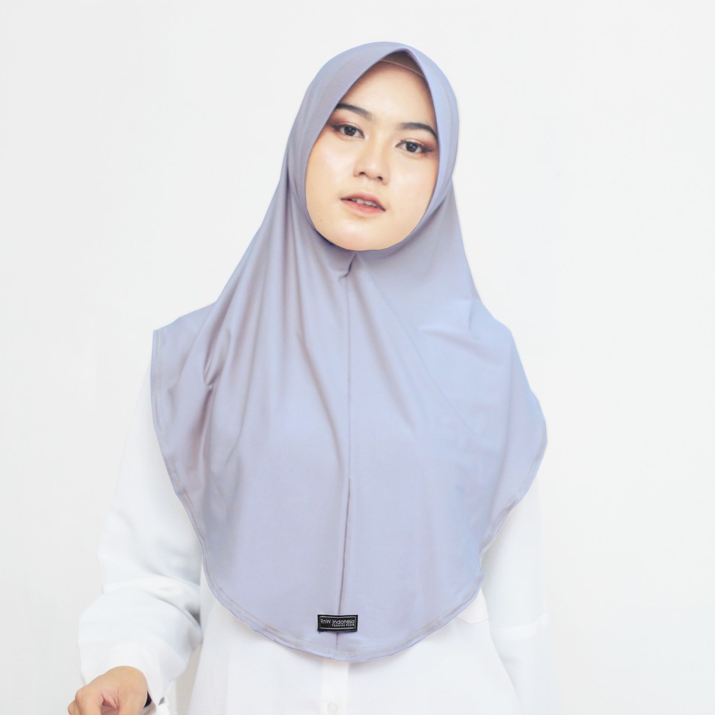 SHA - Jilbab Instan Khimar Jersey Pinguin Premium-Silver