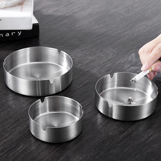 HOVELSHOP Asbak Rokok Stainless Mangkuk Bulat Tempat Sampah Elegant Ashtray