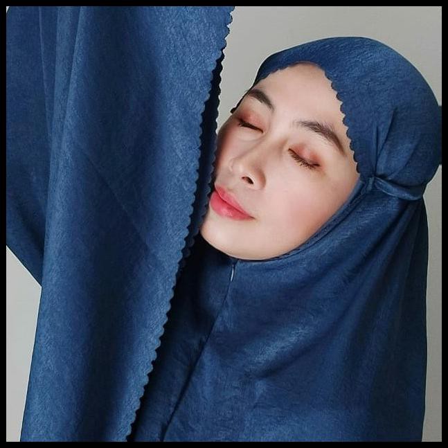 Mukena Traveling Afsha Ponco 2 In1 Warna Navy Bahan Silk Premium