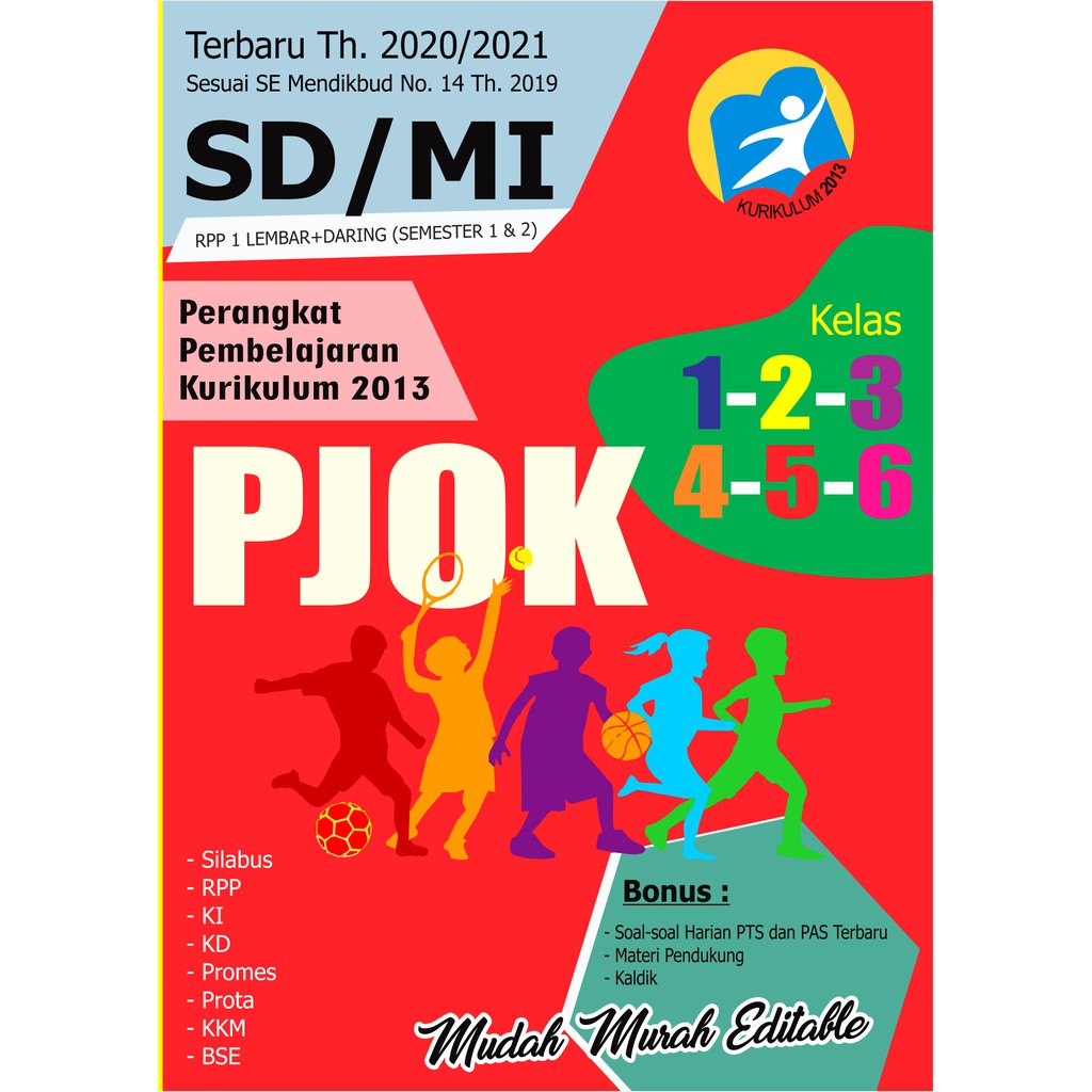 CD RPP 1 LEMBAR PJOK | Perangkat Pembelajaran PJOK Lengkap Kelas 1, 2, 3, 4, 5, dan 6