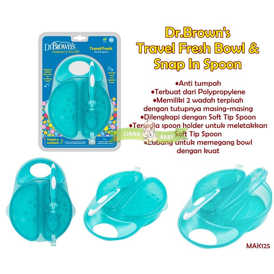 MAK125 TEMPAT MAKAN DR BROWNS TRAVEL FRESH BOWL &amp; SNAP IN SPOON