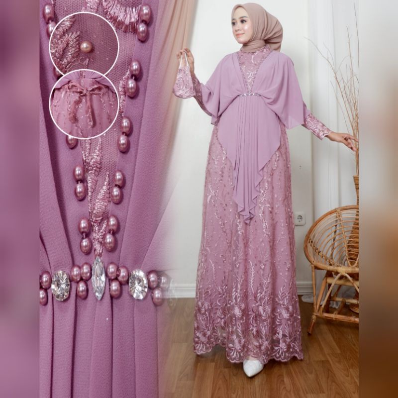 Permata Olshop / Gamis Khanza NK / Kebaya Modern / Gamis Brokat Kondangan / Kebaya Brukat Pesta Mewah