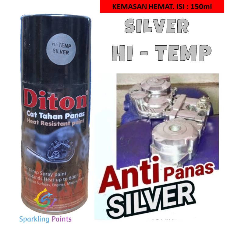 Pilox Diton Hi Temp Silver ANTI PANAS 150ml Cat Pilok Hitemp utk Knalpot Mesin Kompor dll - HTS150