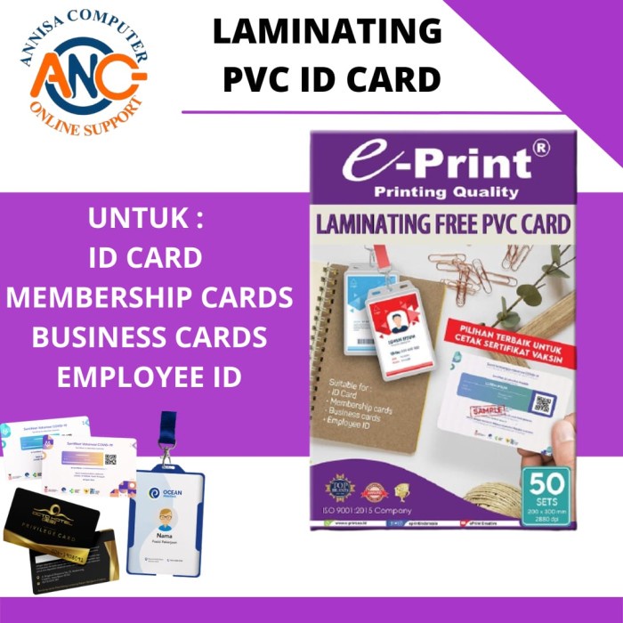 

READY Kertas PVC Bahan ID Card E-Print A4 setara Printable Card A4 Blueprint BERKUALITAS