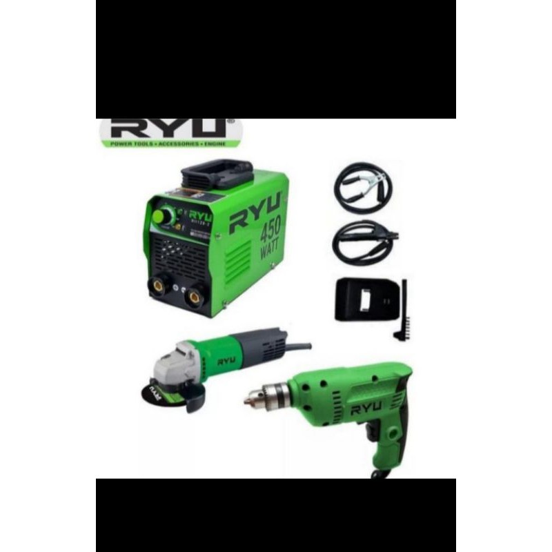 (3)UNIT PAKET ALAT PERTUKANGAN PAKET MESIN LAS+MESIN GERINDA+MESIN BOR RYU